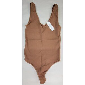 Nikibiki Sassy Brown Ribbed Bodysuit Womens O/S Nylon & Spandex New